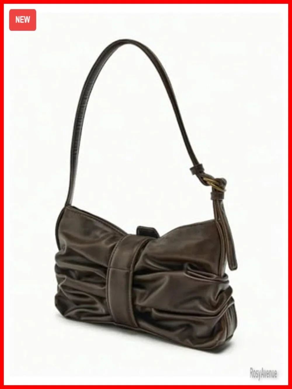 Y2K Faux Leather Ruched Hobo Shoulder Bag Punk Vintage Handbag